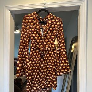 Never worn dress with bell sleeves and a belt